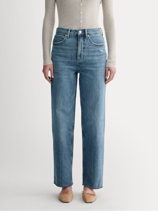 Everlane Denim - SOLD Everlane Way-High Jean Women’s 24R Distressed Raw Hem Straight Leg Denim